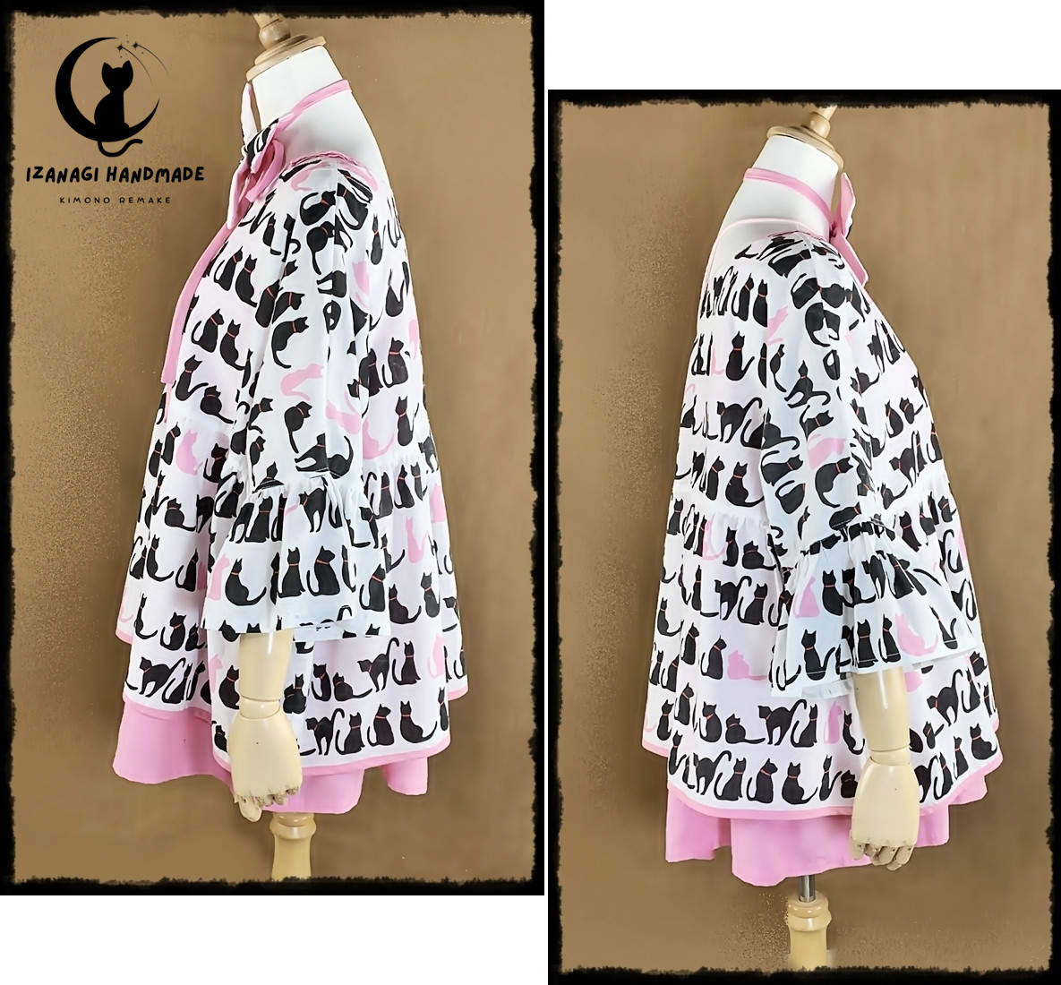 「猫たちと過ごす癒しの時」アンサンブルセットアップ  ハイブリッド IZANAGI HEARTMADE 唯一無二