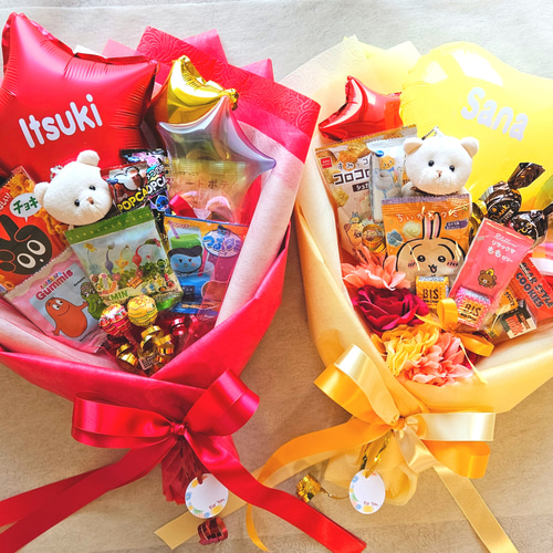 お菓子バルーンブーケ☆まる バルーンお菓子ブーケ ブーケ おすず 通販 15748941｜Creema
