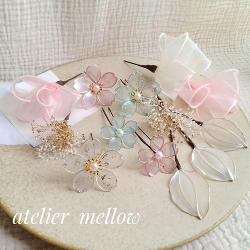 桜の髪飾り｜成人式・卒業式・結婚式｜振袖・前撮り・袴に｜淡色