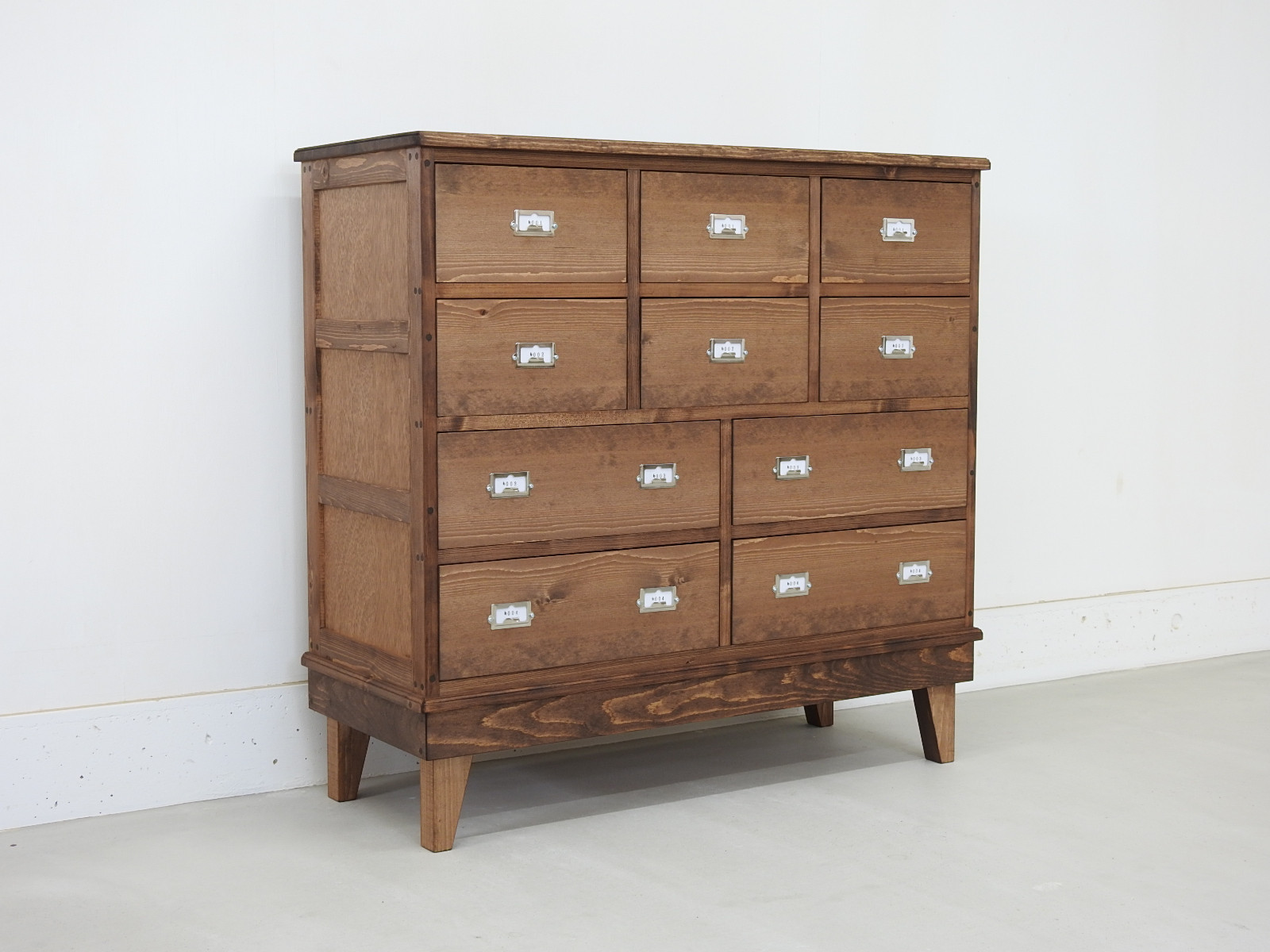 ・【現品販売】W90 足付  引出し収納10杯　(L2×3-2×2)　[チェスト　タンス　ドロワー　収納棚]