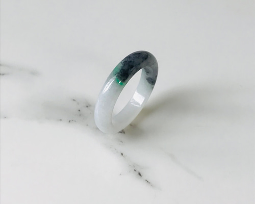 R159-0012］ ジェイド JADE ヒスイ 本翡翠 くりぬき リング 天然石 