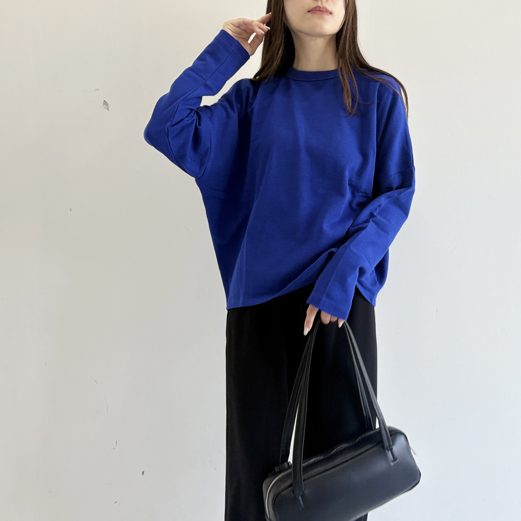 【日本製】French Terry ガーゼ ドルマンスリーブ プルオーバー＿ロイヤルブルー