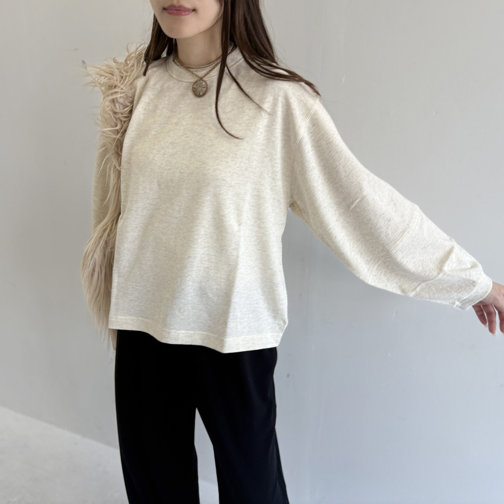 【日本製】French Terry ガーゼ ワイドロングスリーブ プルオーバー＿オートミール