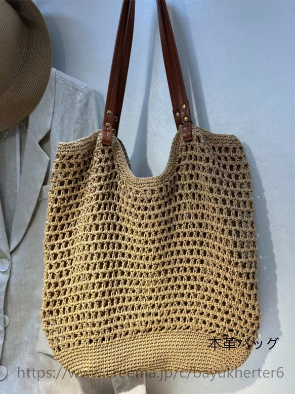 純手編みバッグトートバッグ麻布に本革ヘッド層樹膏オイルワックスレザーショルダーバッグファッションカジュアル爆金