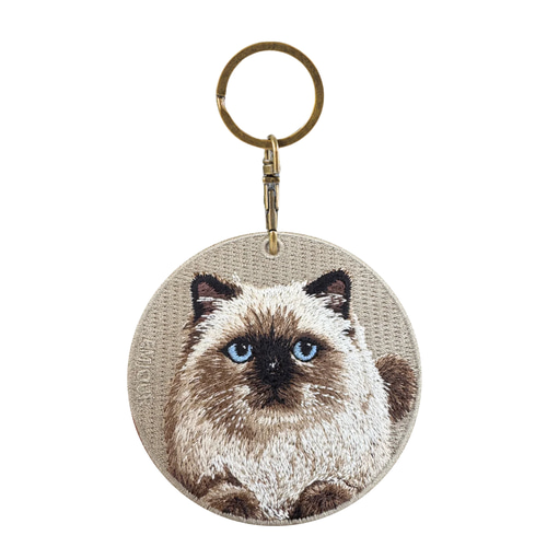 キーホルダー 刺繍 ヒマラヤン ペルシャ シャム ねこ プレゼント