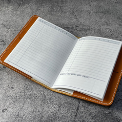 【手縫】おくすり手帳用キャメル本革カバー（カードポケット付） 2枚目の画像