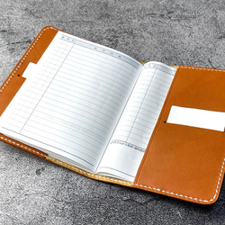 【手縫】おくすり手帳用キャメル本革カバー（カードポケット付） 5枚目の画像