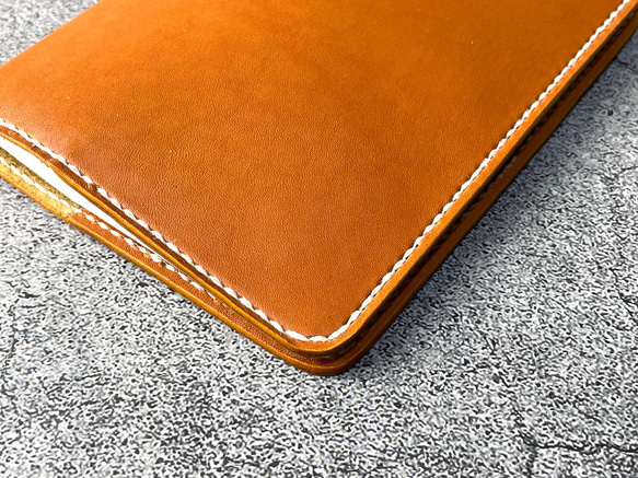 【手縫】おくすり手帳用キャメル本革カバー（カードポケット付） 8枚目の画像