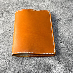 【手縫】おくすり手帳用キャメル本革カバー（カードポケット付） 6枚目の画像