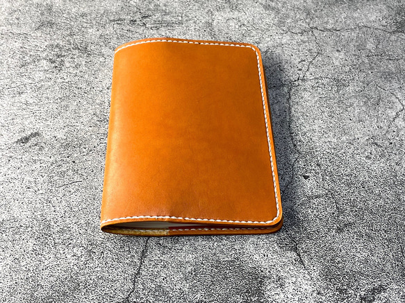 【手縫】おくすり手帳用キャメル本革カバー（カードポケット付） 6枚目の画像