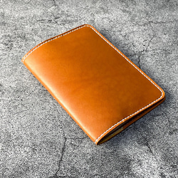 【手縫】おくすり手帳用キャメル本革カバー（カードポケット付） 7枚目の画像