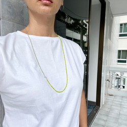 ペリドット＆レモンジェィド 2way ショート＆ロングネックレス 2mm石 サージカルステンレス(316L)金アレに対応 6枚目の画像