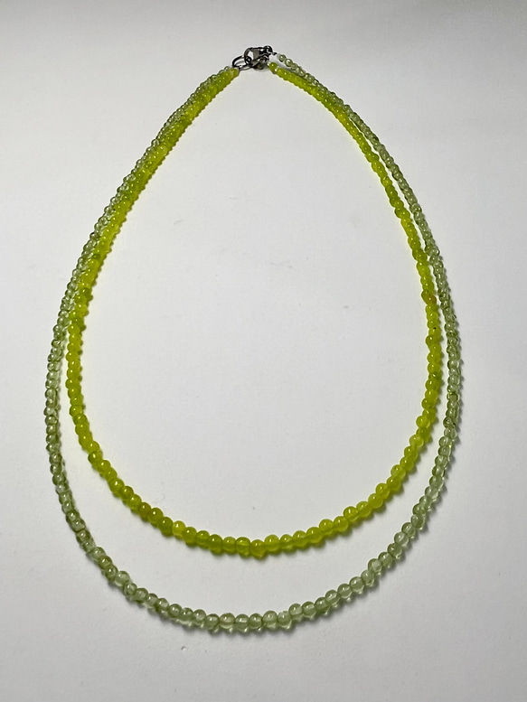 ペリドット＆レモンジェィド 2way ショート＆ロングネックレス 2mm石 サージカルステンレス(316L)金アレに対応 7枚目の画像