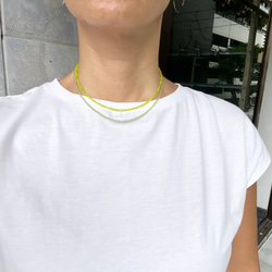 ペリドット＆レモンジェィド 2way ショート＆ロングネックレス 2mm石 サージカルステンレス(316L)金アレに対応 5枚目の画像