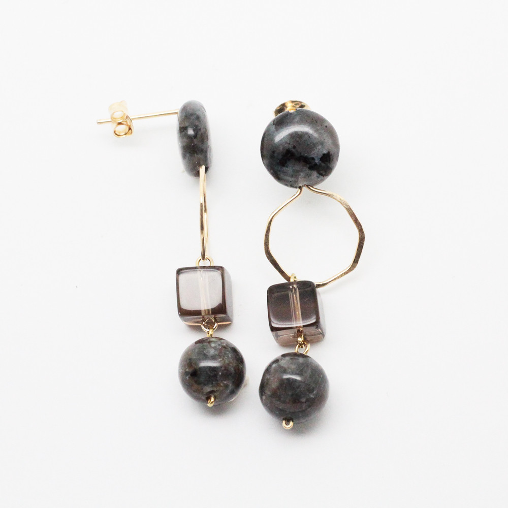 【天然石】カームカラービジューピアス　K14GF　P1652