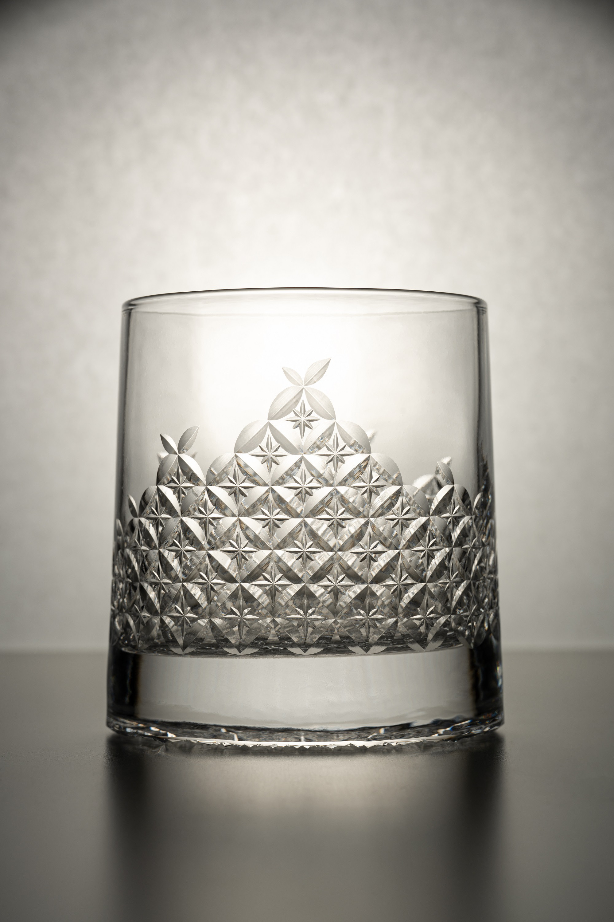 「スペシャルな招福デザイン」東京切子ロックグラス　富嶽双峰　ふがくそうほう　～富士山と二子山～