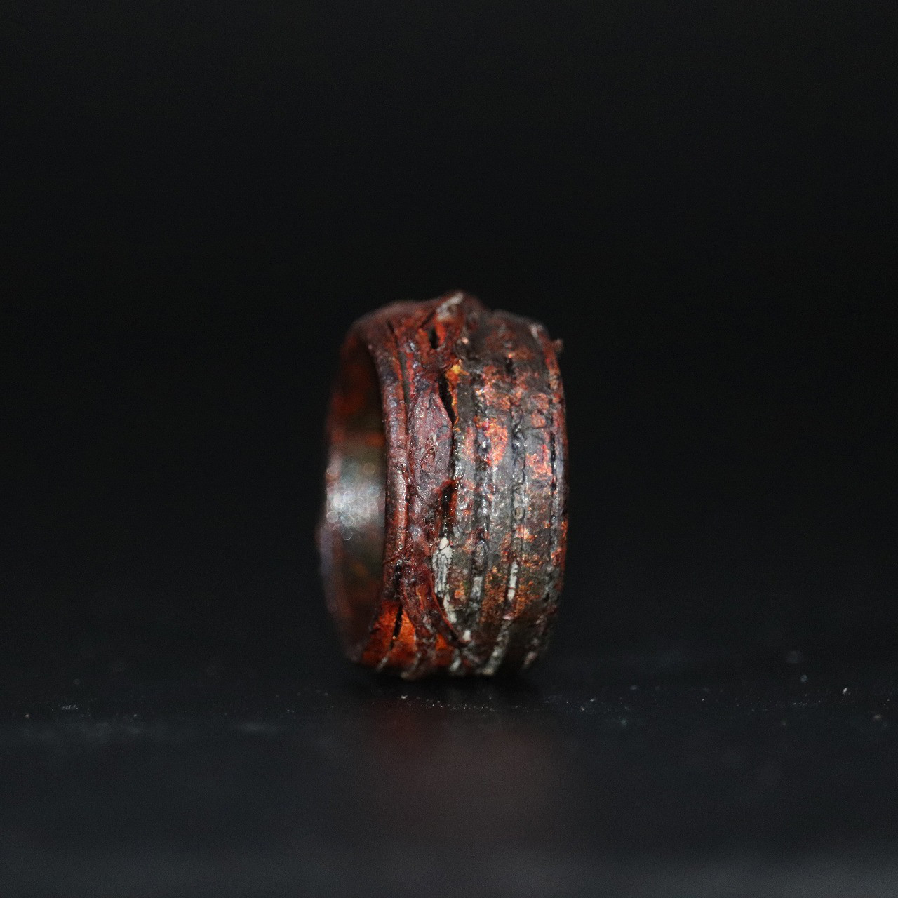 ウッドリング　木の指輪56　手漉き和紙　銀箔　うるし　天然　金属アレルギー