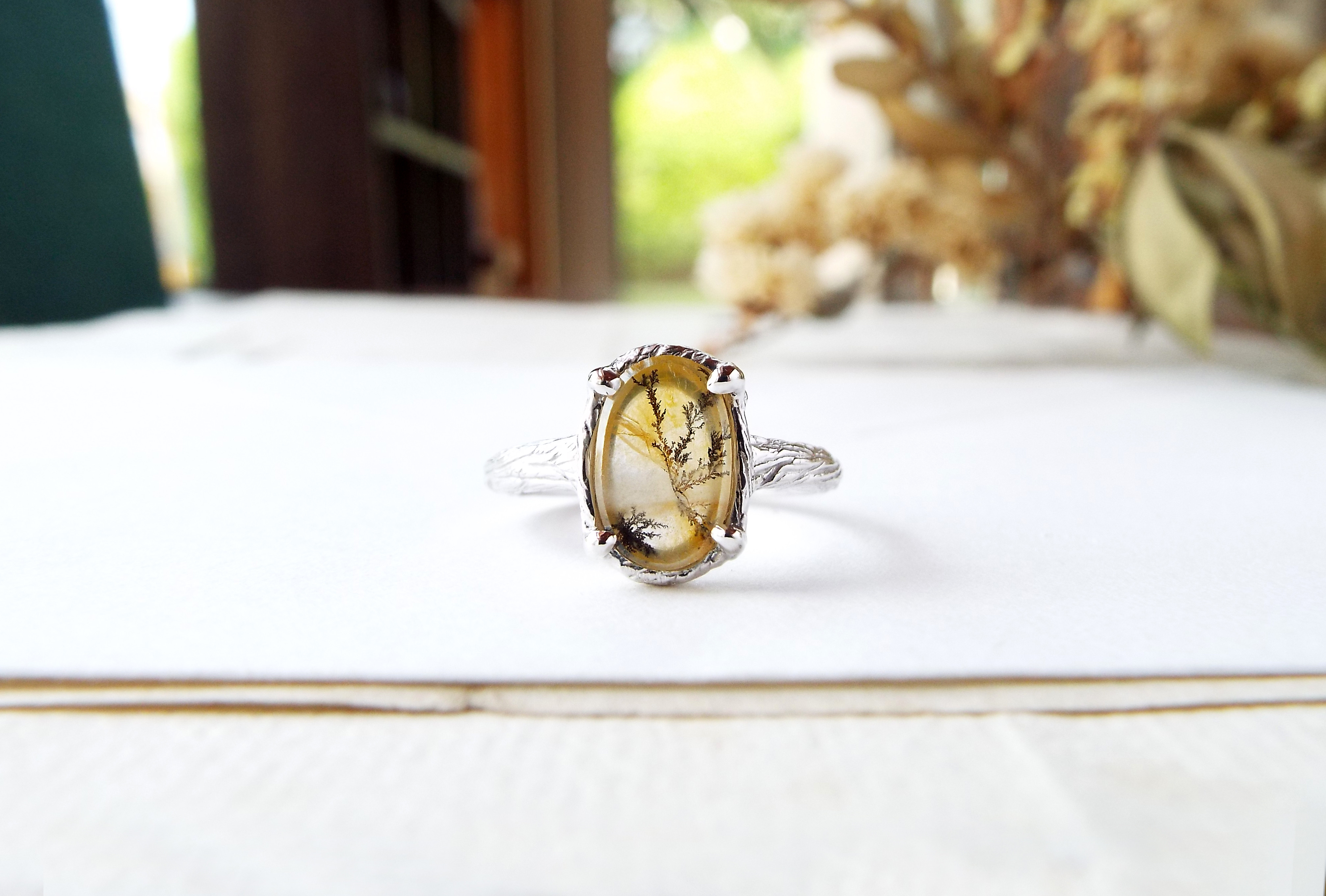 【一点物】デンドリティッククォーツのフラットリング（夕暮れ）