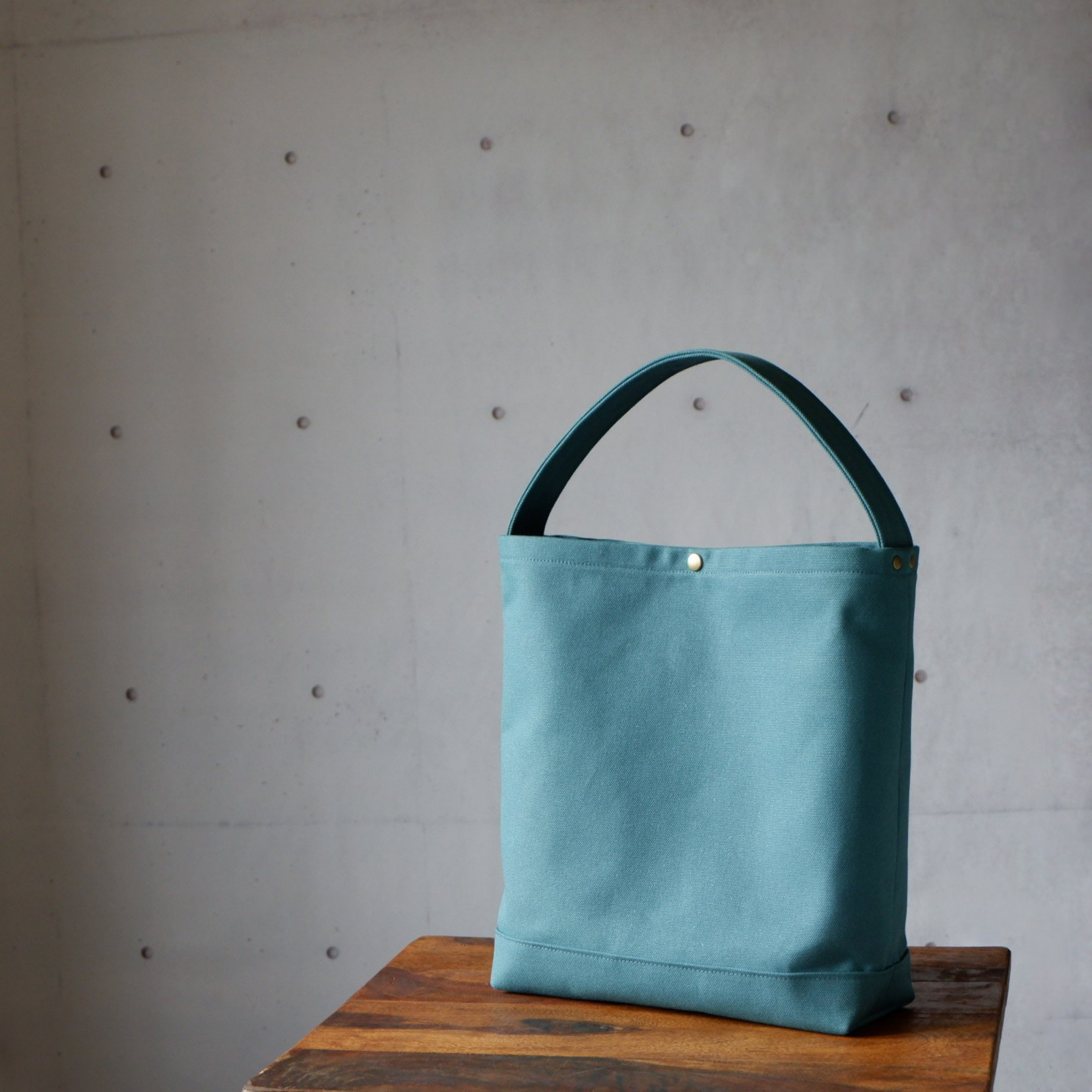 ワンショルダー バッグ/スクエア◇ターコイズ◇倉敷帆布