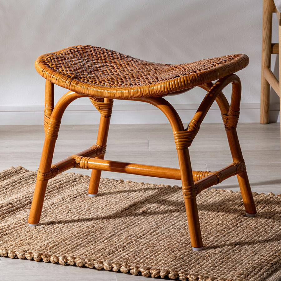 天然ラタンスクエアスツール