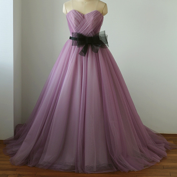 カラードレス ダークなピンク系（ラベンダー）チュールドレス 約11～13号
