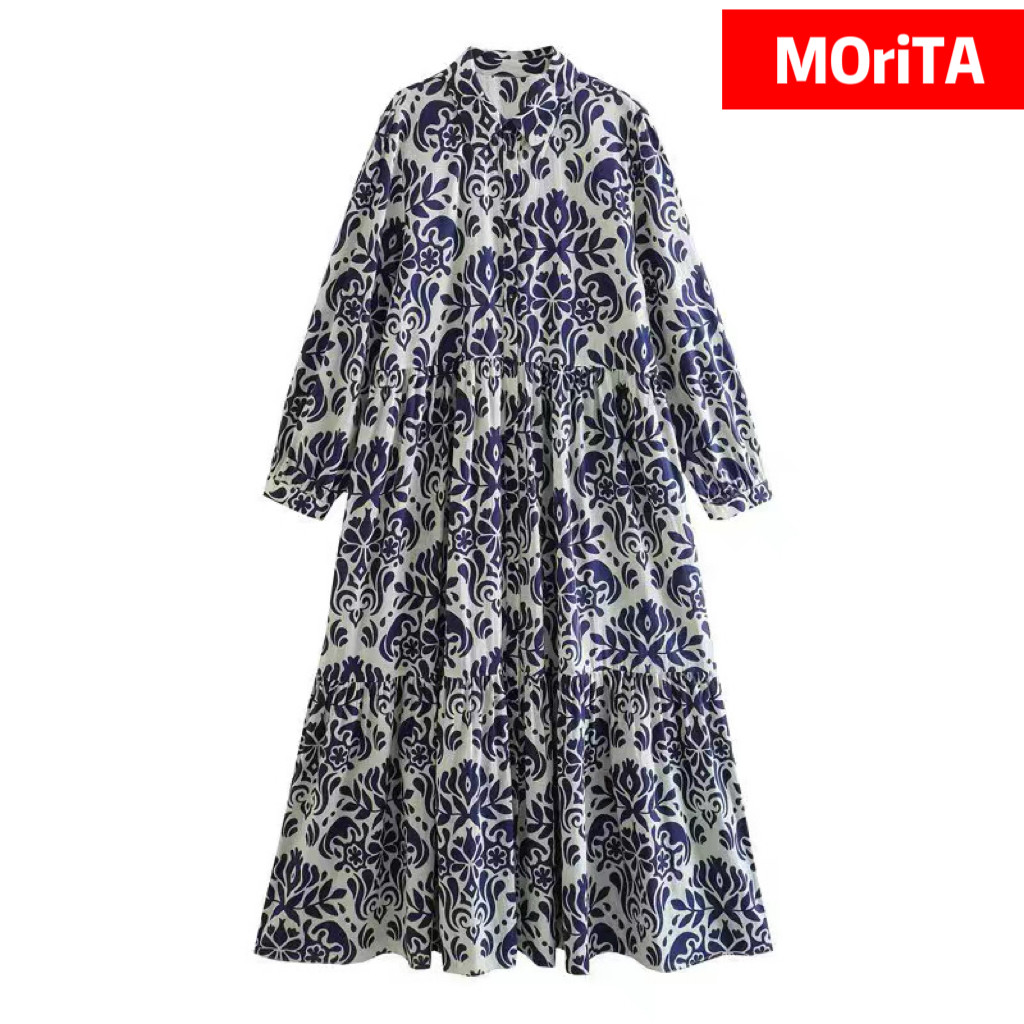 新作 秋 レディース ロングワンピース 長袖 シャツワンピース