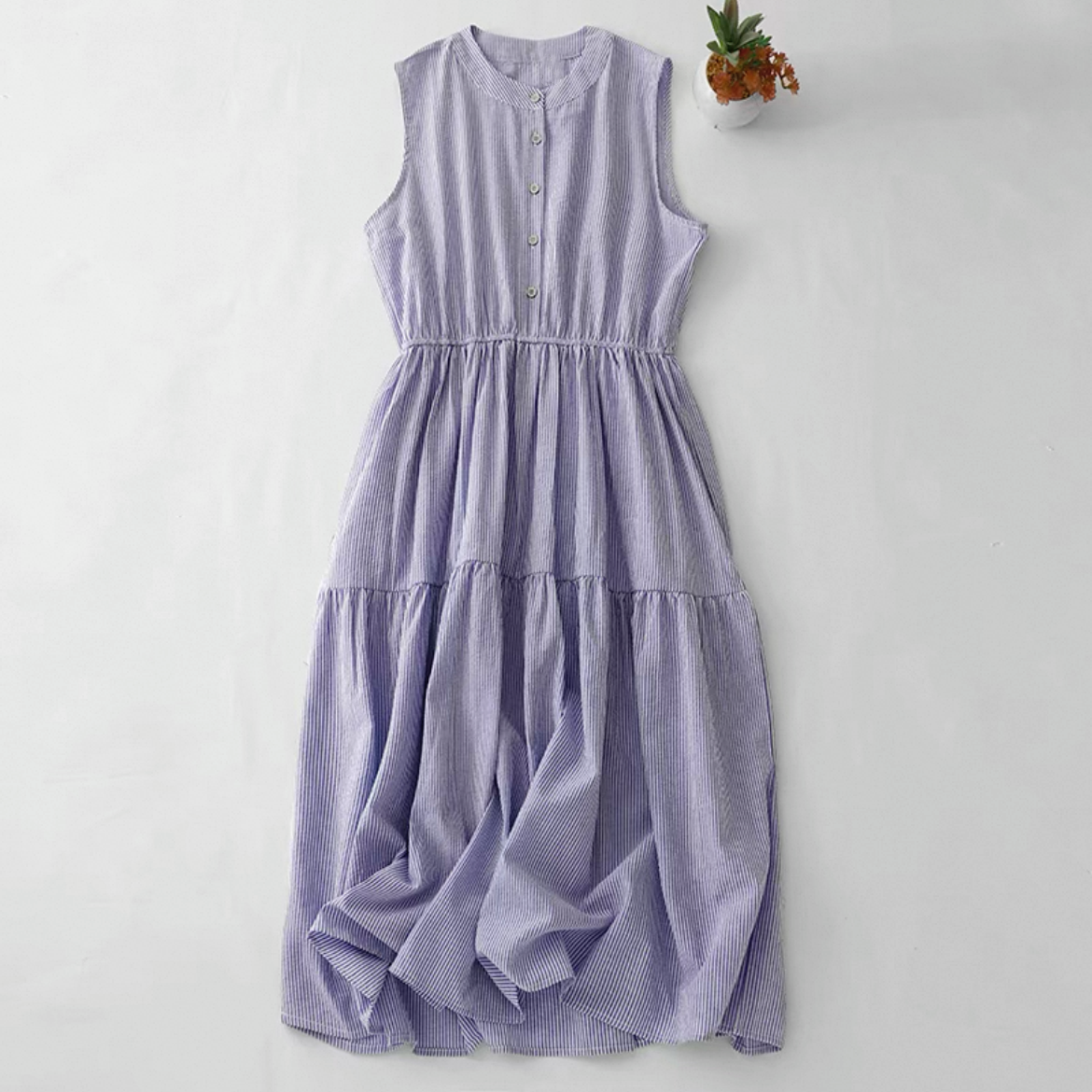 ストライプワンピース ノースリーブワンピース 綿麻 大人カジュアル 夏 冷感 旅行 人気