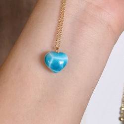 天然無処理 ラリマー ハート ペンダントトップ k18 No359 ネックレス