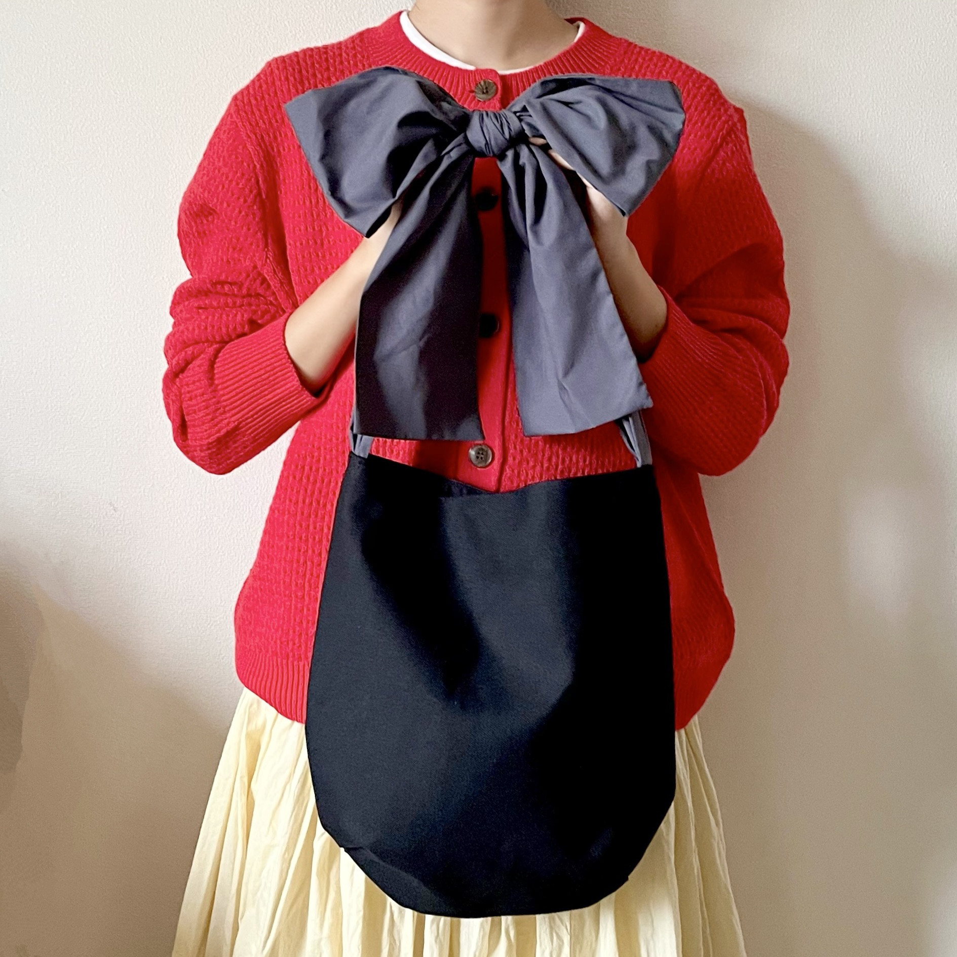 【受注生産】〈秋冬新色〉3wayで使える！  canvas ribbon tote bag（ブラック）