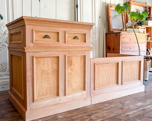 カフェ向け冷蔵ショーケースカウンター（W1700ビーチ無垢材）オーダー