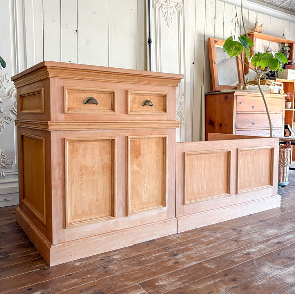 カフェ向け冷蔵ショーケースカウンター（W1700ビーチ無垢材）オーダー