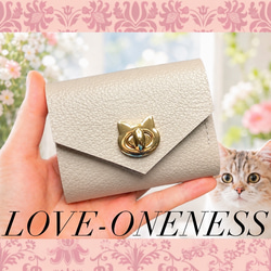 ❤【可愛さ×高級感♪】お洒落可愛い猫モチーフの総本革コンパクトミニ
