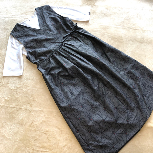 一元式9マルキ大島紬 ドレープスカートのカシュクールワンピース 一元式9マルキ大島紬 ドレープスカートのカシュクールワンピース