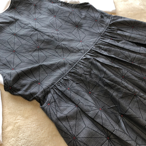 大島紬のカシュクールワンピース ジャンパースカートにもジレにも