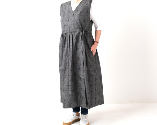 一元式9マルキ大島紬 ドレープスカートのカシュクールワンピース 一元式9マルキ大島紬 ドレープスカートのカシュクールワンピース