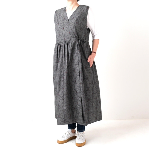 大島紬のカシュクールワンピース ジャンパースカートにもジレにも