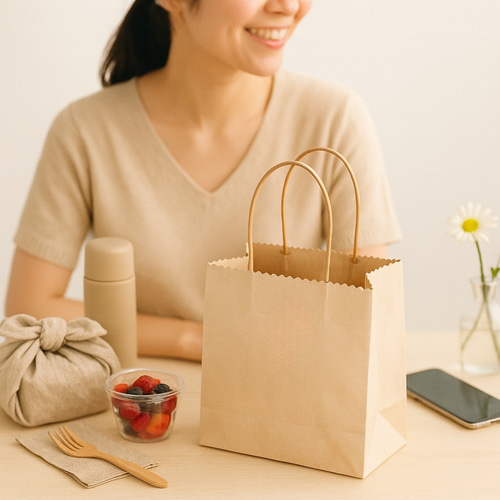 紙袋みたいなレザートート。生成り刻印可能 紙袋みたいな本革トート｜ヌメ革×ナチュラル生成り｜A4収納