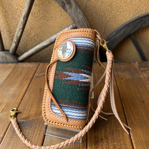 総手縫い)オルテガ ラグ ロングウォレット(シルバー925ネイティブ柄