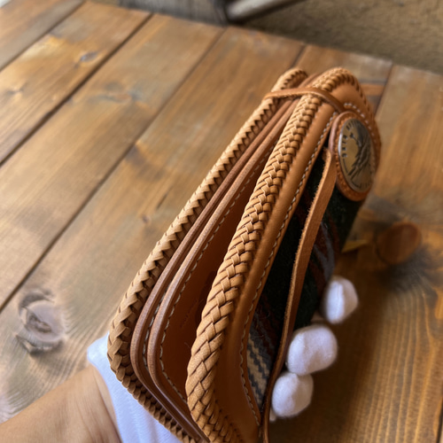 総手縫い)オルテガ ラグ ロングウォレット(シルバー925ネイティブ柄