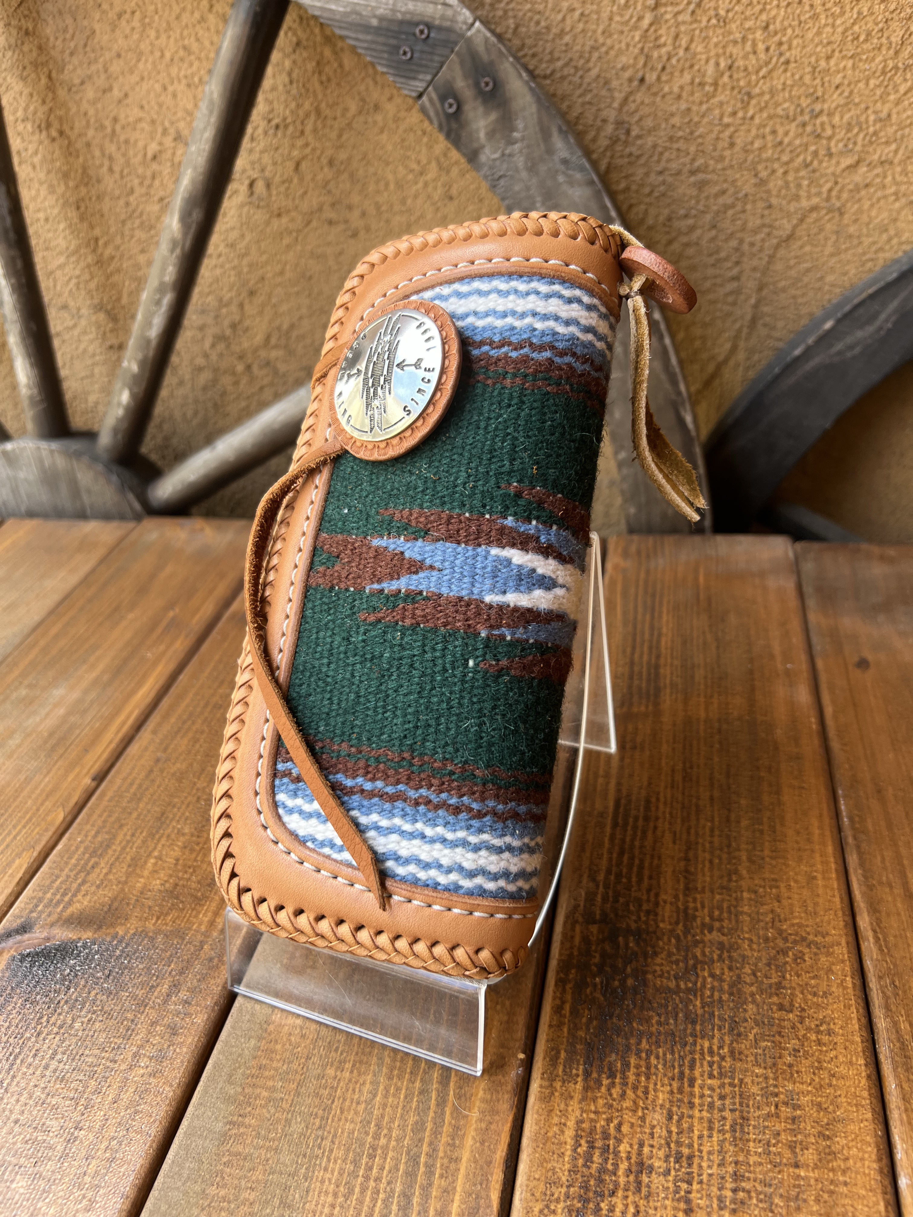 (総手縫い)オルテガ　ラグ　ロングウォレット(シルバー925ネイティブ柄仕様)(  Type-A  )