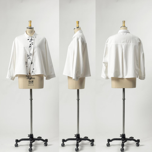 OFF-WHITE フローラル刺繍 アシンメトリー トップス SALE フラワー刺繍 アシンメトリーデザインシャツ レディース トップス