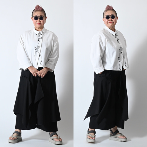 OFF-WHITE フローラル刺繍 アシンメトリー トップス トップス ブラウス アシンメトリー 5分袖 7分袖 2025春夏新作