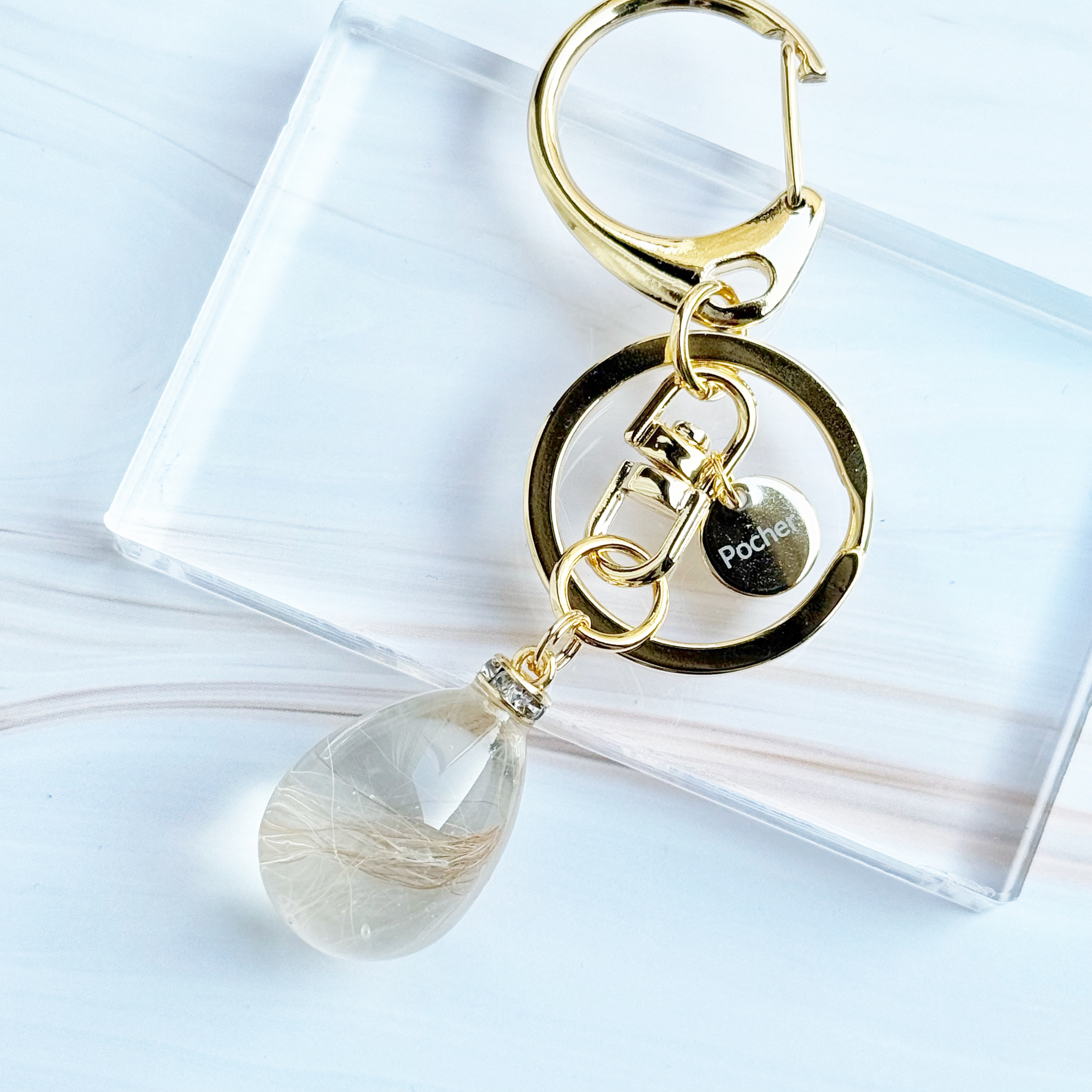 【うちの子ジュエリー】ペットの毛で作る世界に一つのアクセサリー　シンプルクリア　ネックレス　キーホルダー　バッグチャーム