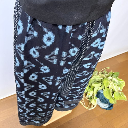 青柄久留米絣＊＊ワイドパンツ＋ストール＊着物リメイク