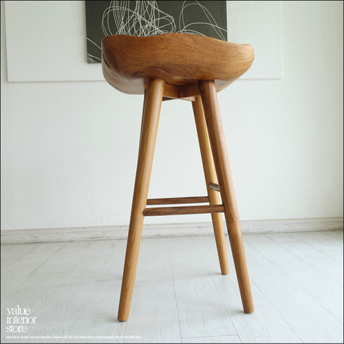 チーク無垢材 バースツールPriv/N カウンターチェア ハイスツール 椅子