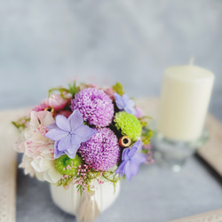 ネモフィラブルーの紫陽花とラベンダーのガーデンリース リース