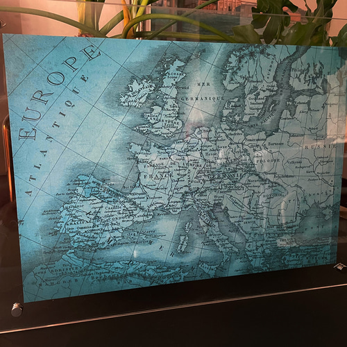 おしゃれなヨーロッパ古地図ポスター ヴィンテージブルー｜アート