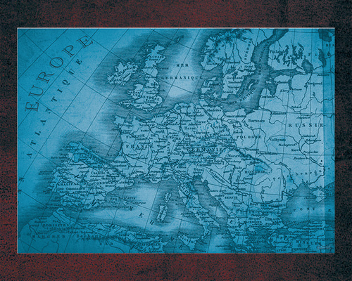 おしゃれなヨーロッパ古地図ポスター ヴィンテージブルー｜アート