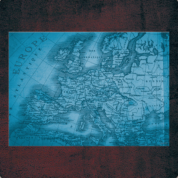 おしゃれなヨーロッパ古地図ポスター ヴィンテージブルー｜アート