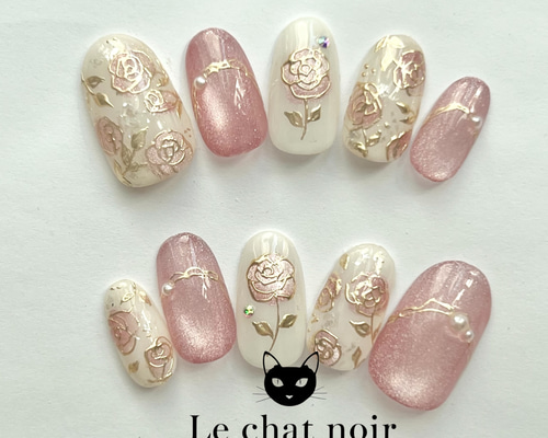 ピンク マグネットネイル うるうる ウエディングネイル パーティー